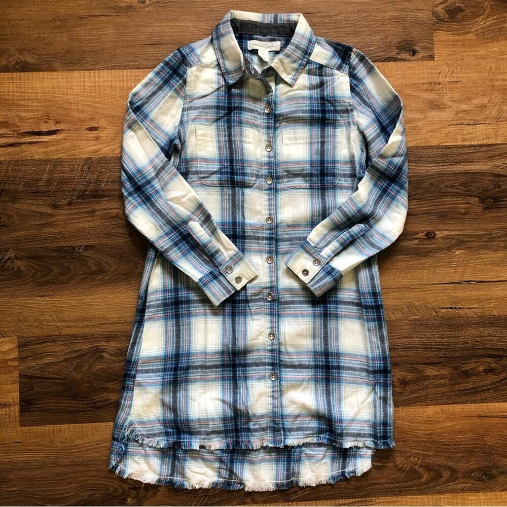 Treasure & Bond Girls’ Flannel Plaid Dress Long Sleeve Size 8